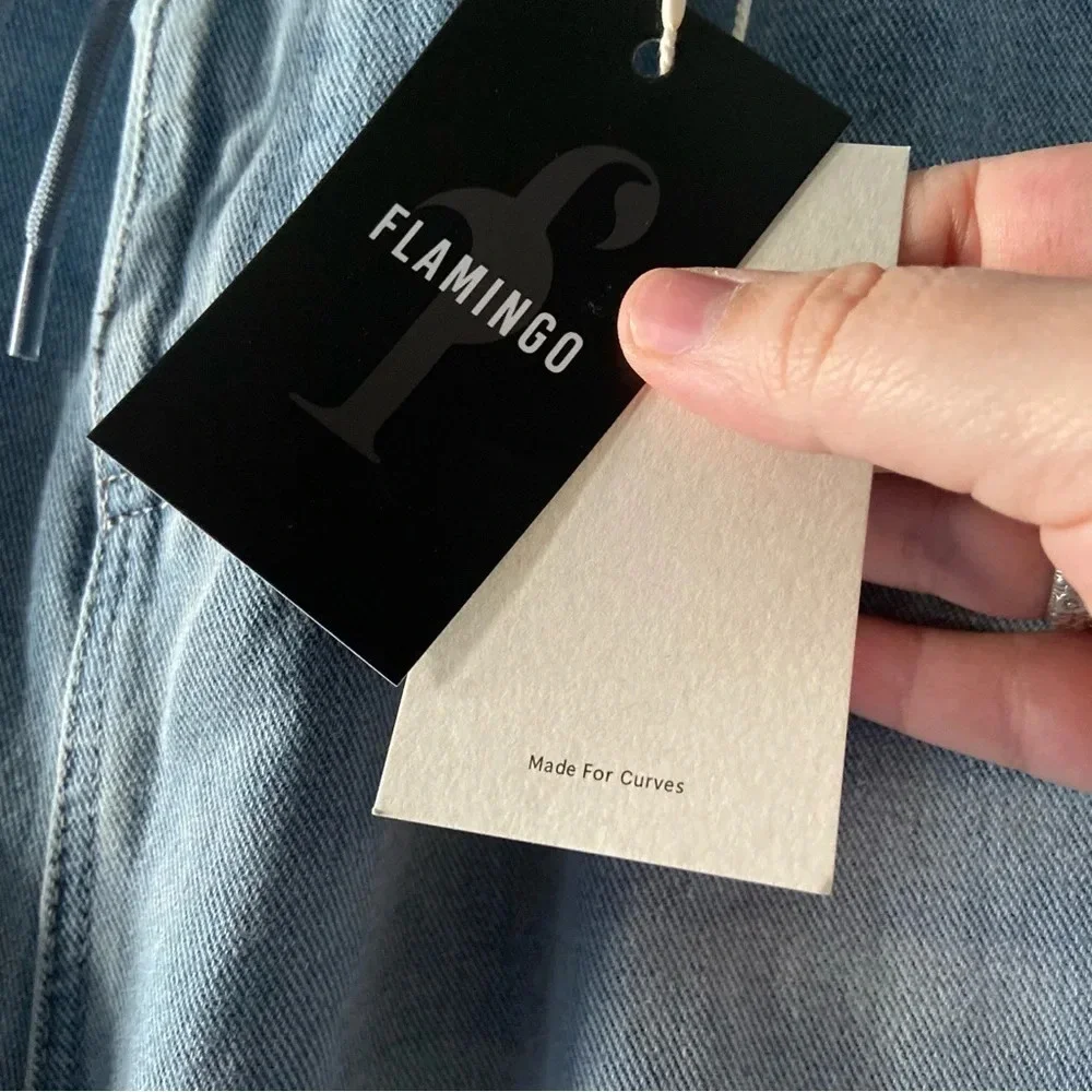 Drawstring High Waist Distress Jeans Fade Pants Pull On 2XL (14/16) Trendy NWT - Picture 5 of 14